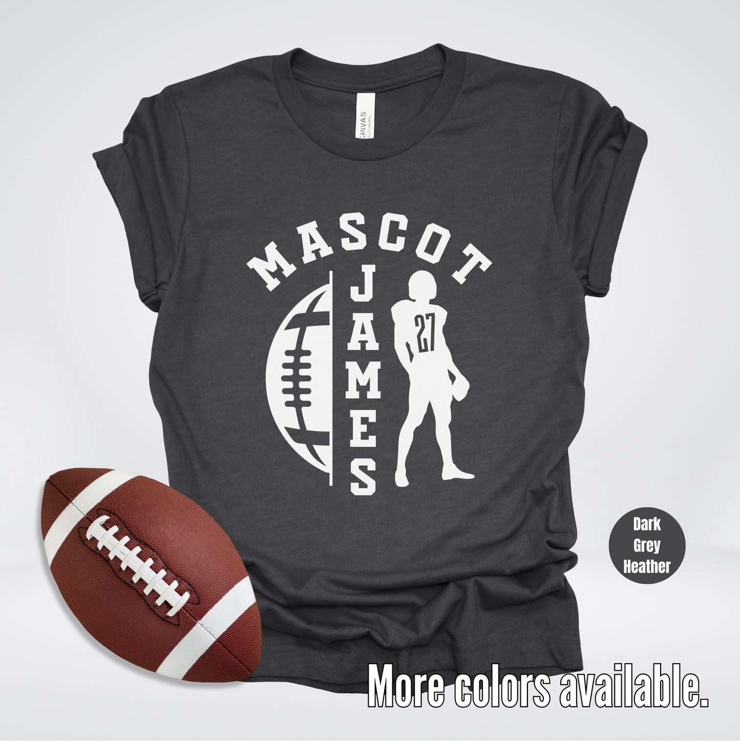 Custom Mascot, Number, & Name - White - Football Design 26 T-Shirt