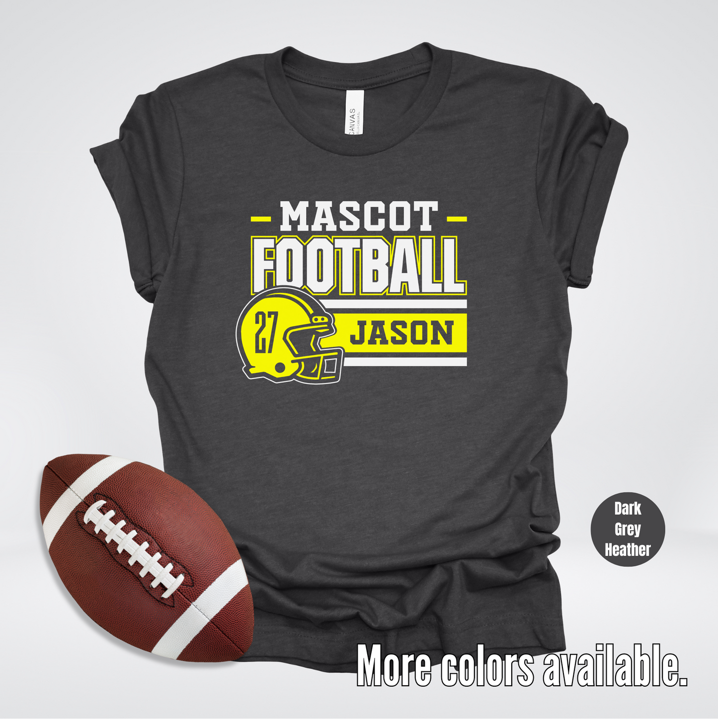 Custom Mascot, Number, & Name - Yellow - Football Design 21 T-Shirt