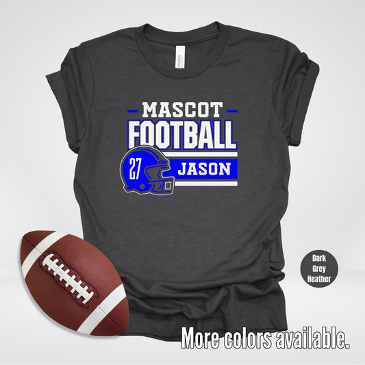 Custom Mascot, Number, & Name – Blue - Football Design 19 T-Shirt