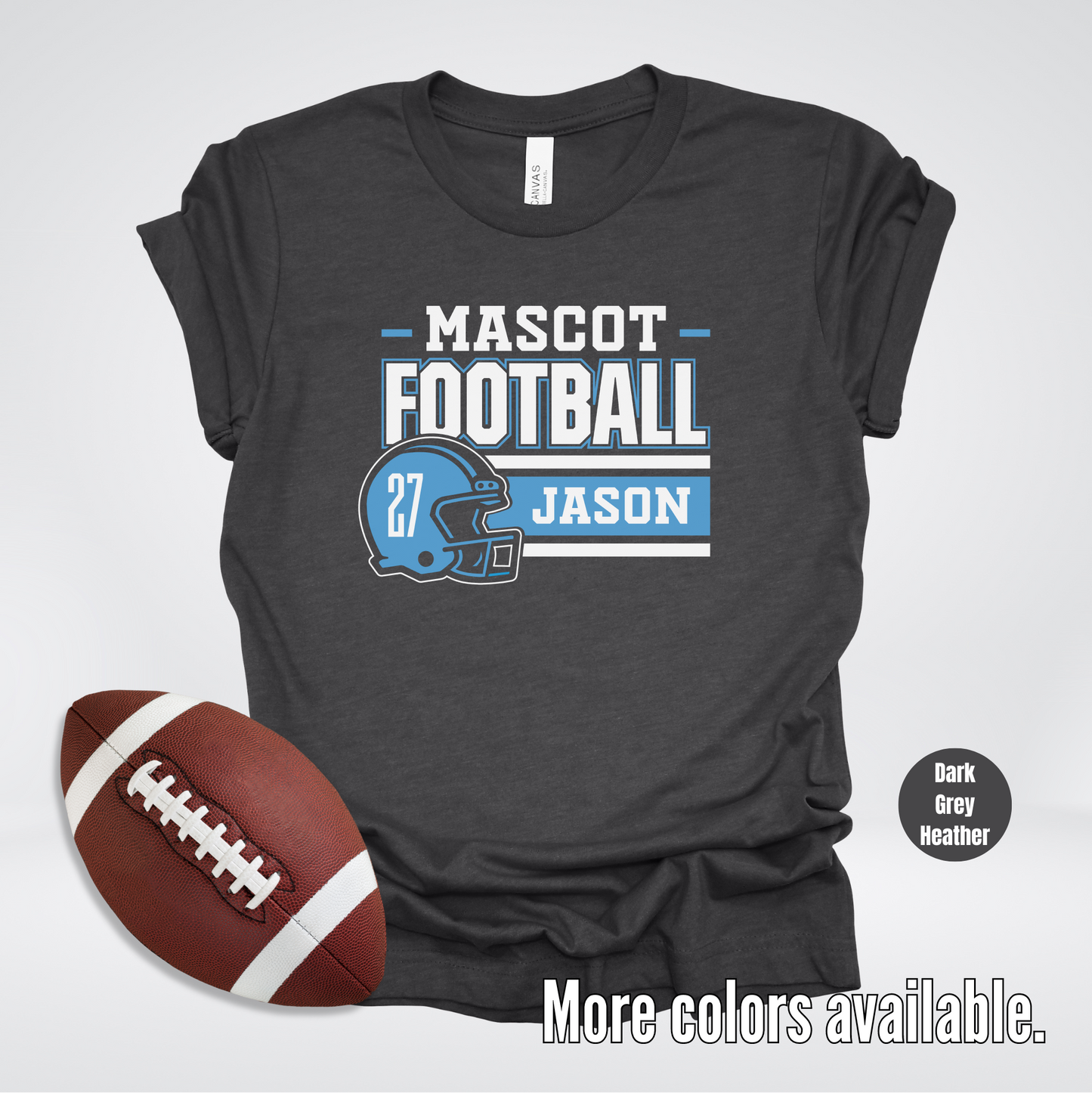 Custom Mascot, Number, & Name – Light Blue - Football Design 16 T-Shirt