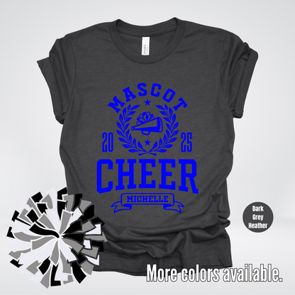 Custom Mascot, Year, & Name – Blue - Cheer Design 05 T-Shirt