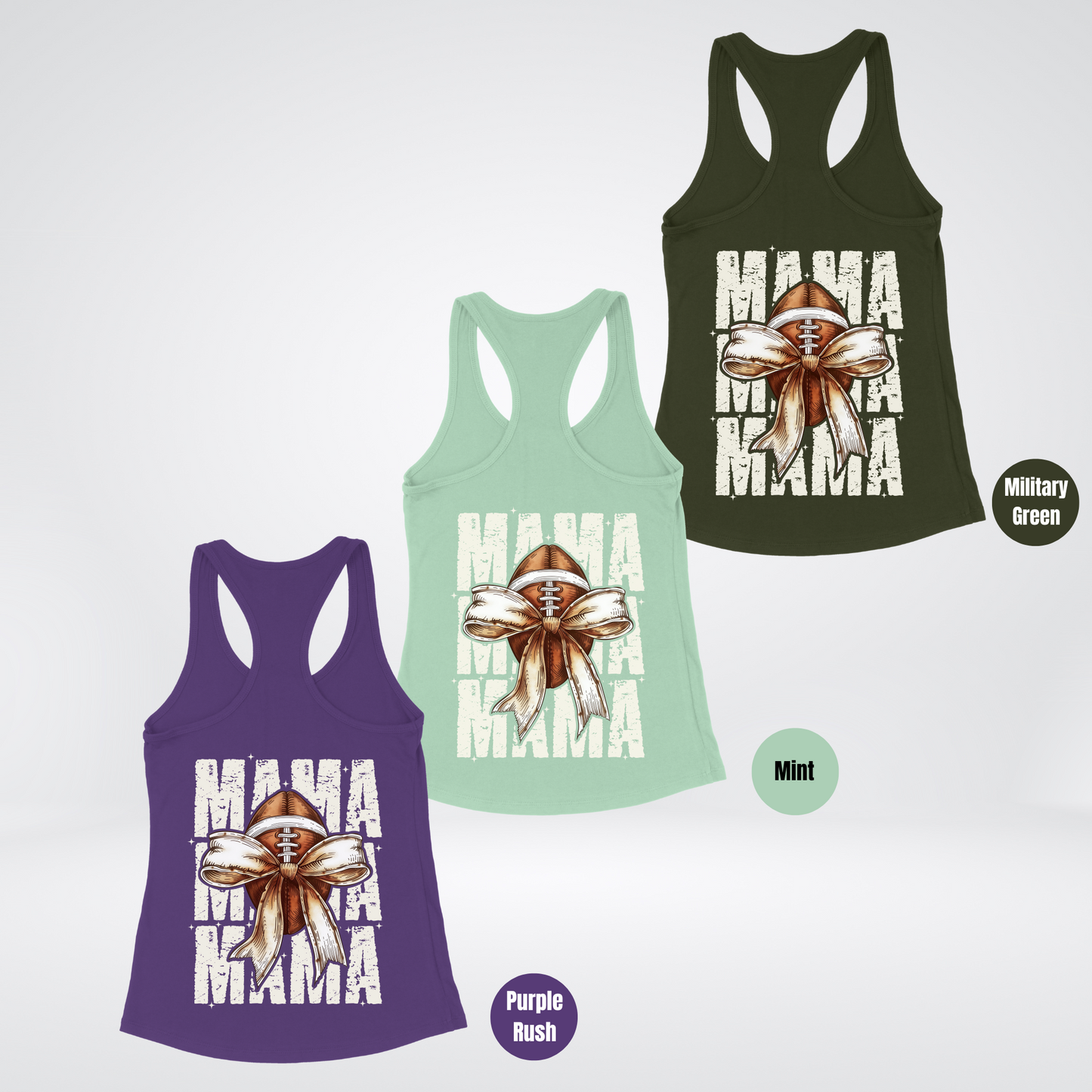 Custom Name Coquette Football Mama Tank Top