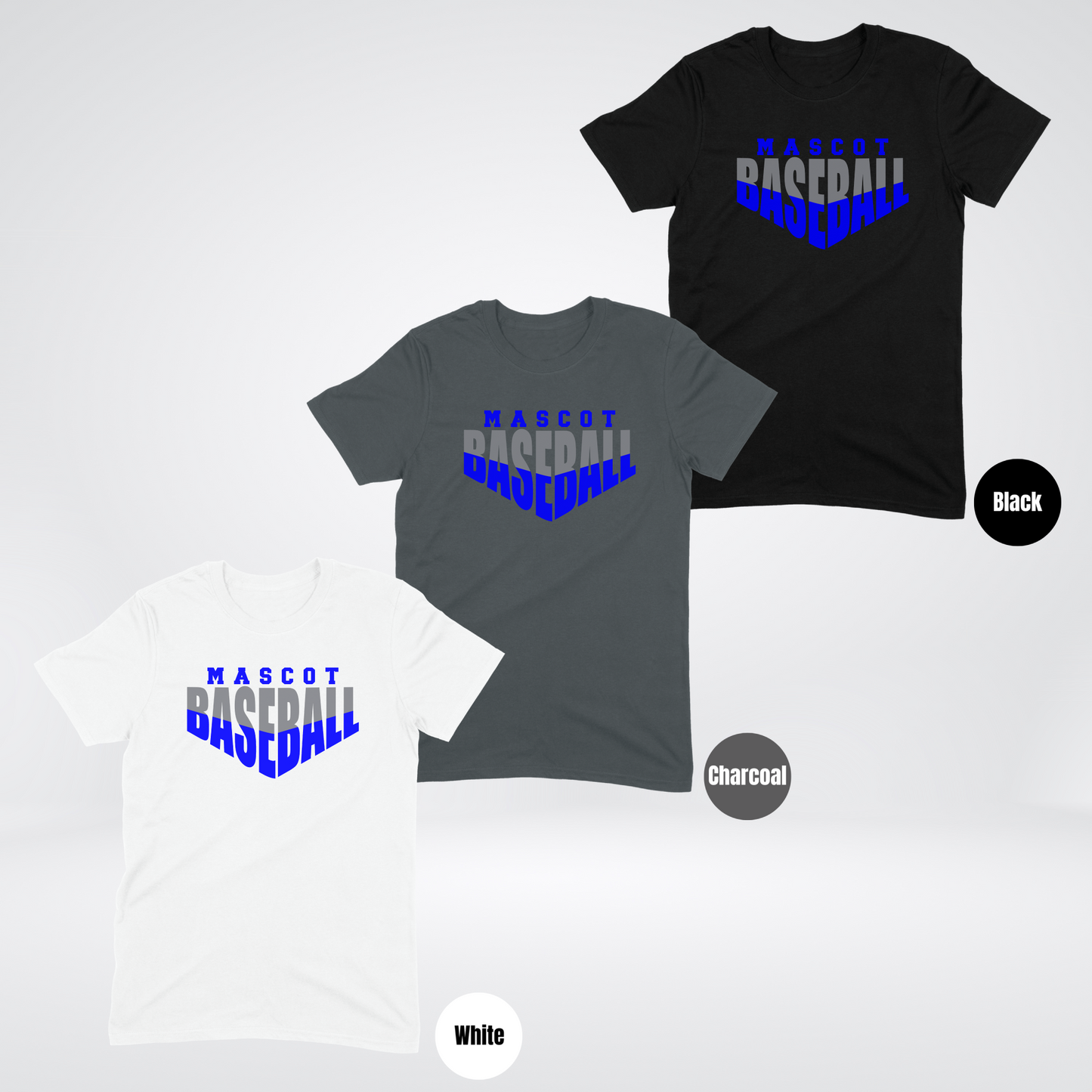 Custom Mascot  - Blue - Baseball Design 2 T-Shirt