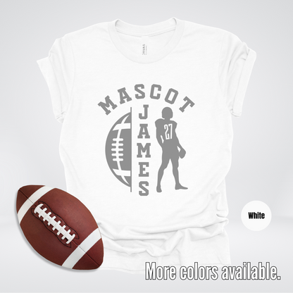 Custom Mascot, Number, & Name - Gray - Football Design 27 T-Shirt