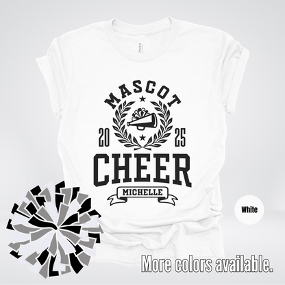 Custom Mascot, Year, & Name – Black - Cheer Design 07 T-Shirt