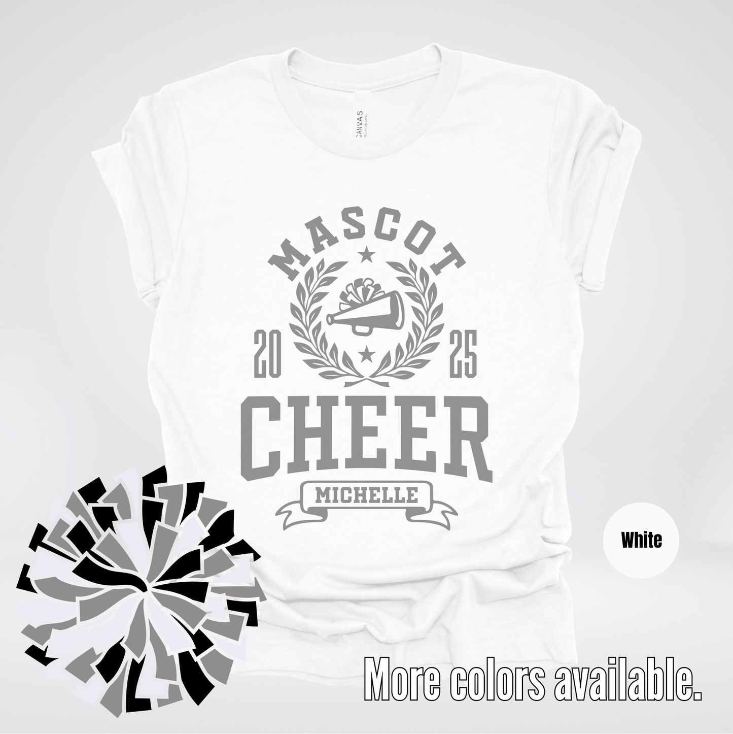 Custom Mascot, Year, & Name – Gray - Cheer Design 08 T-Shirt