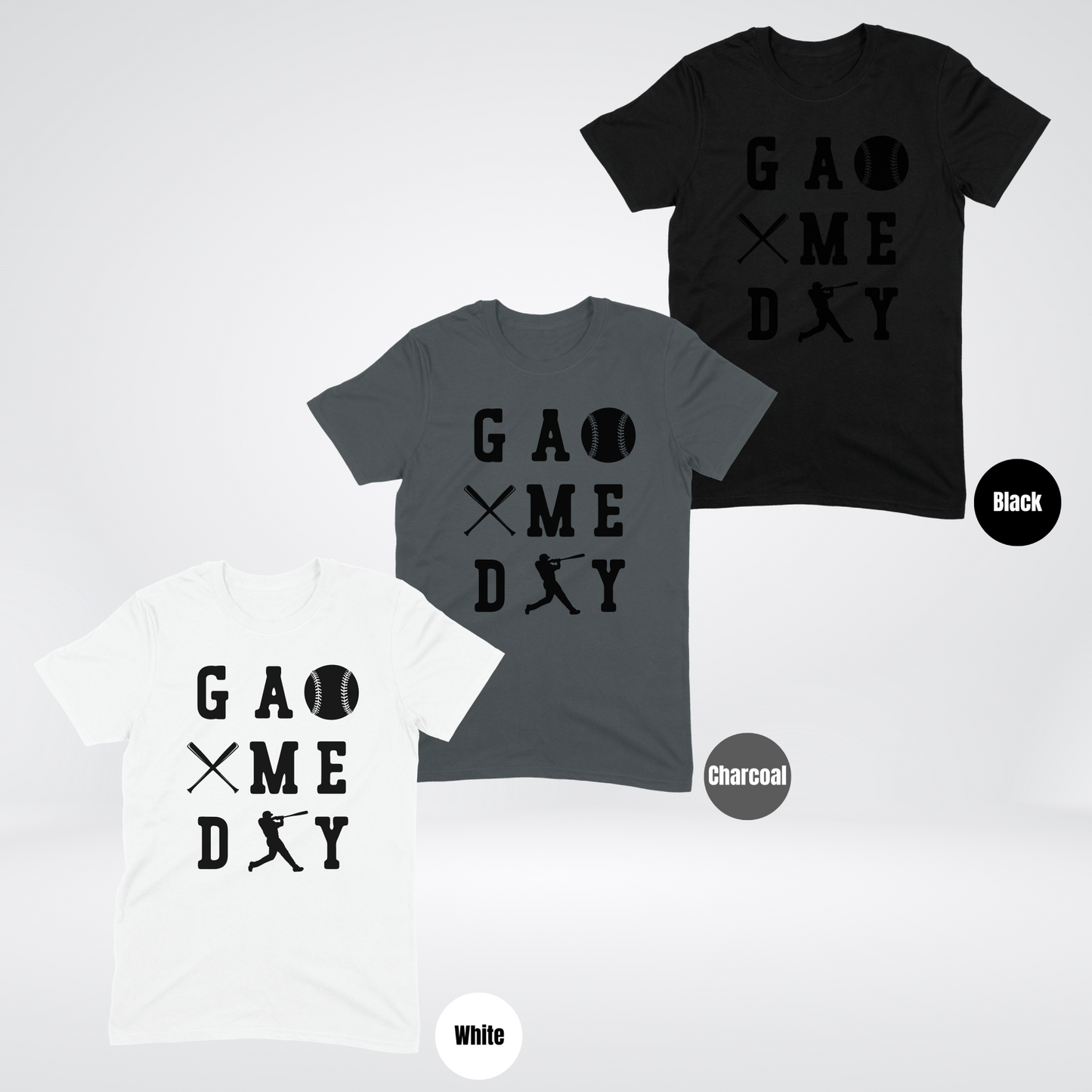 Game Day 3 x 3 Black Lettering Softstyle T-Shirt