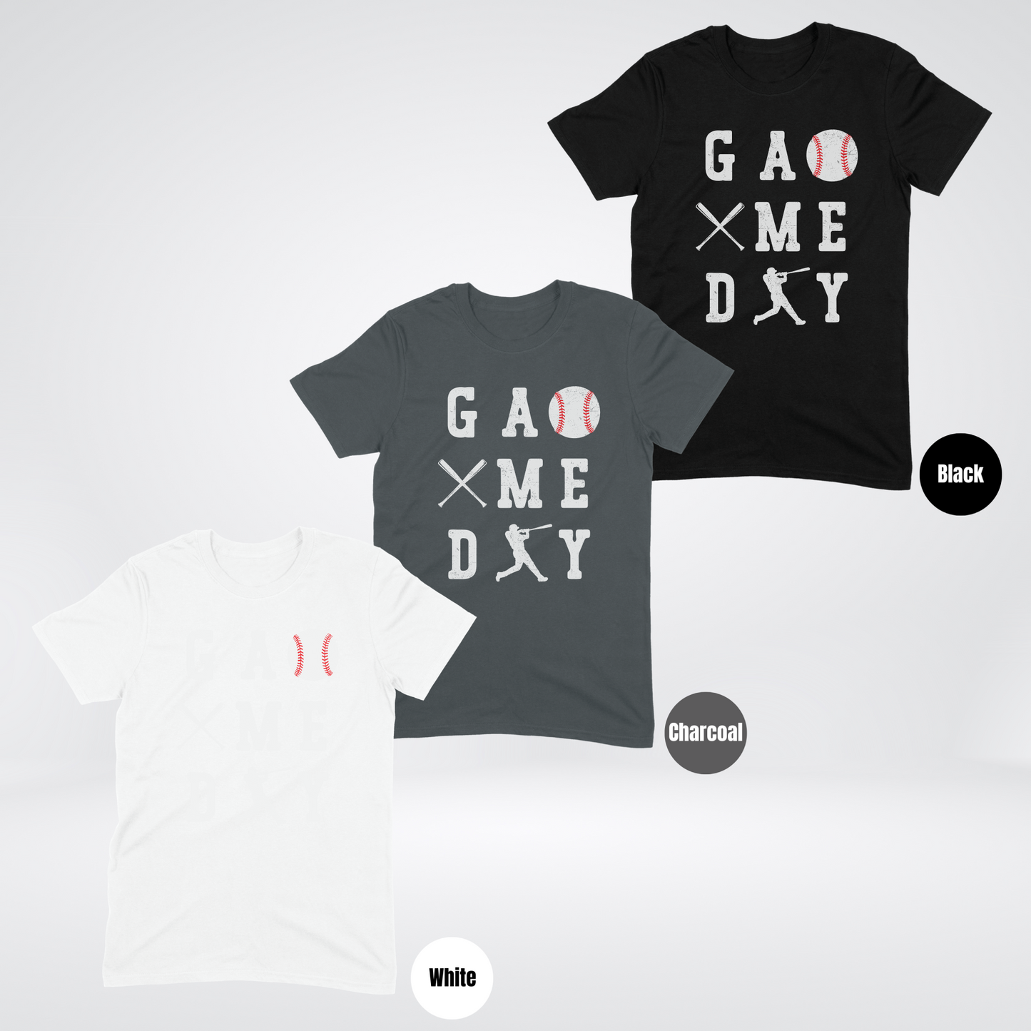 Game Day 3 x 3 White Lettering Distressed Softstyle T-Shirt