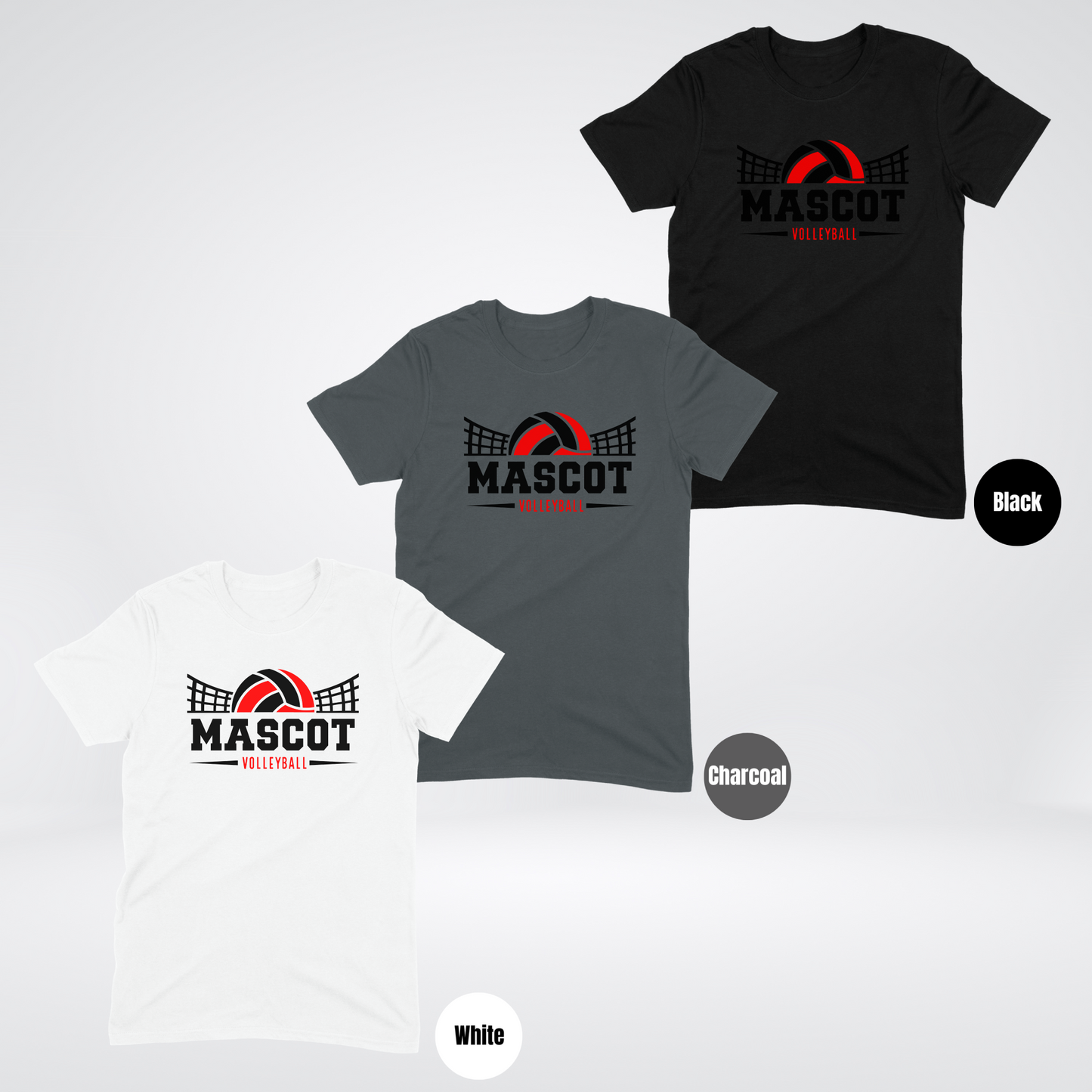 Custom Mascot - Red - Volleyball Design 4 T-Shirt