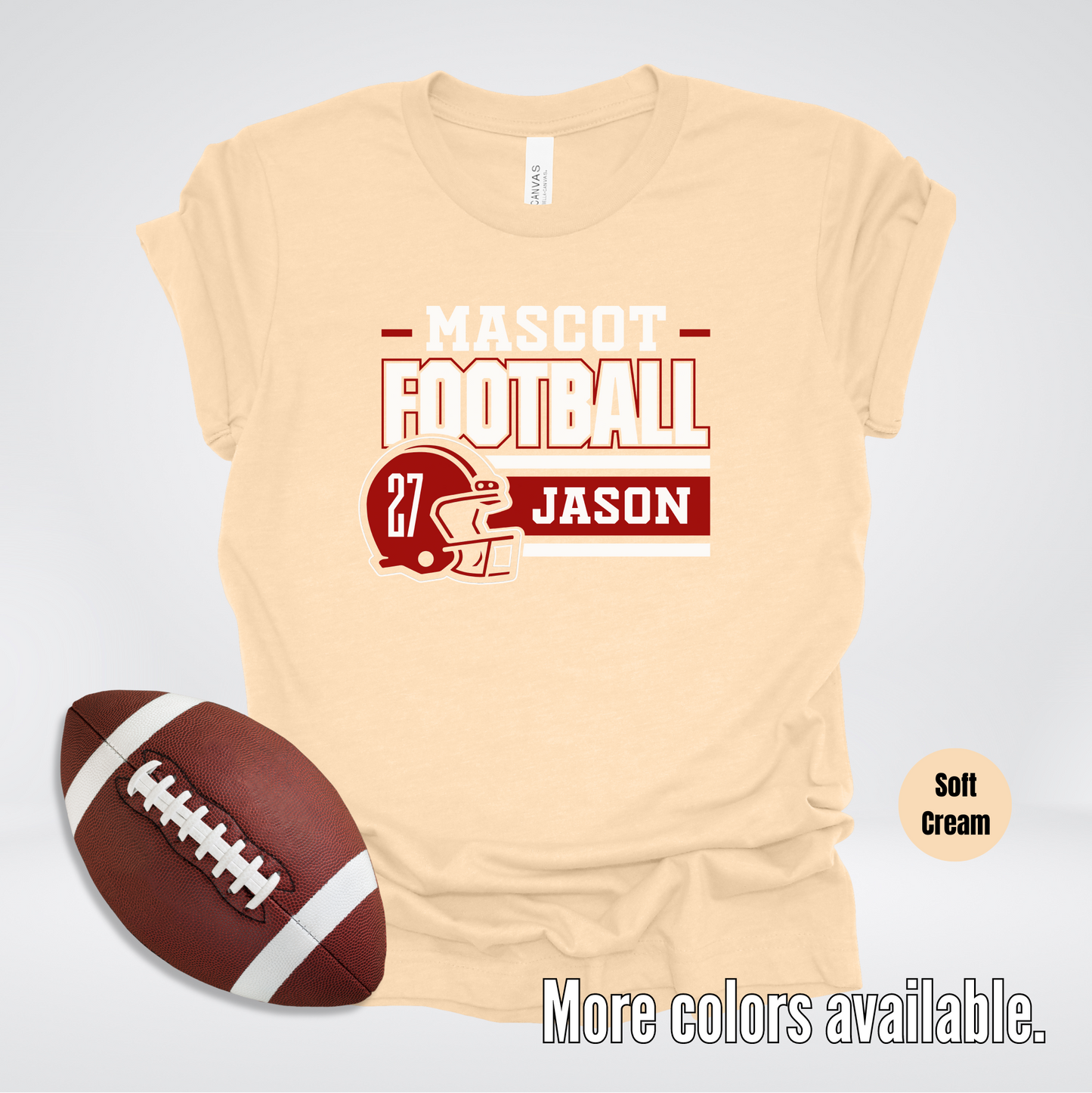 Custom Mascot, Number, & Name - Maroon - Football Design 25 T-Shirt