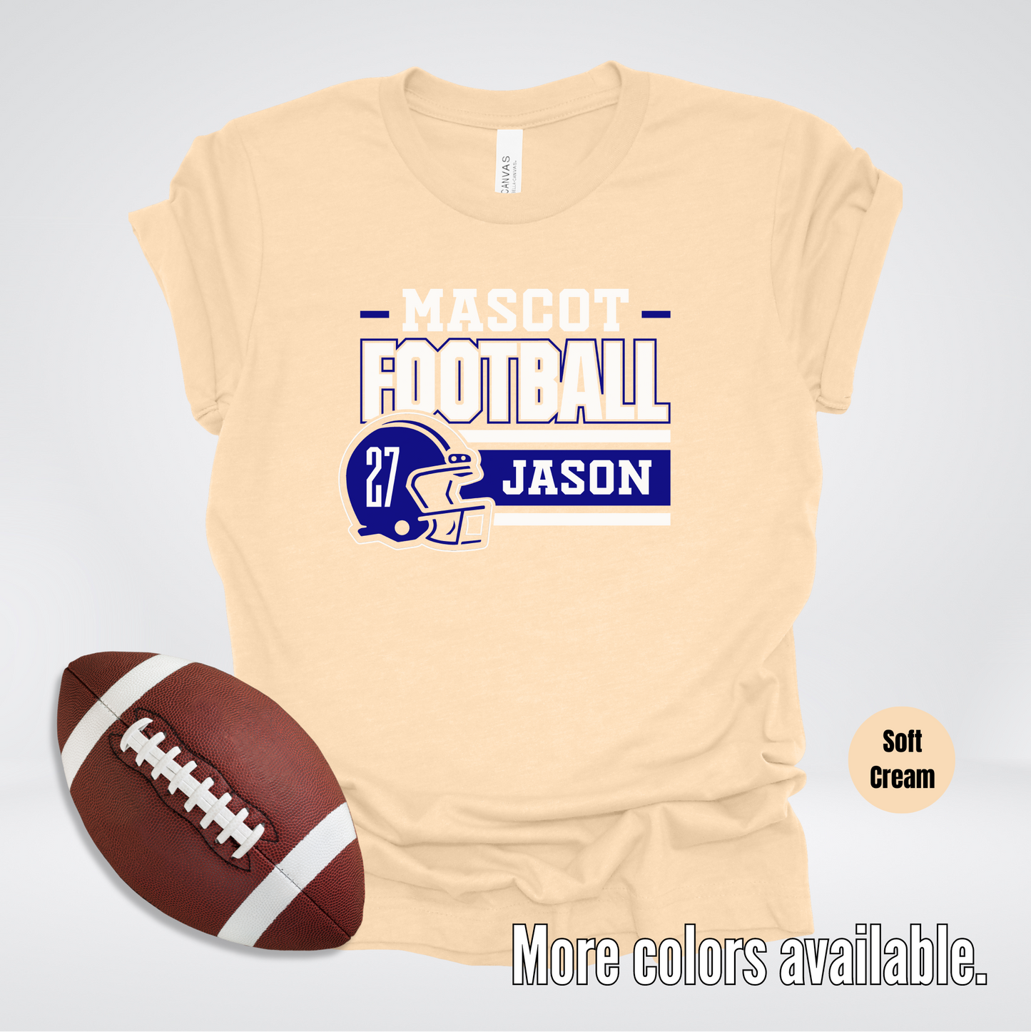 Custom Mascot, Number, & Name - Navy - Football Design 23 T-Shirt