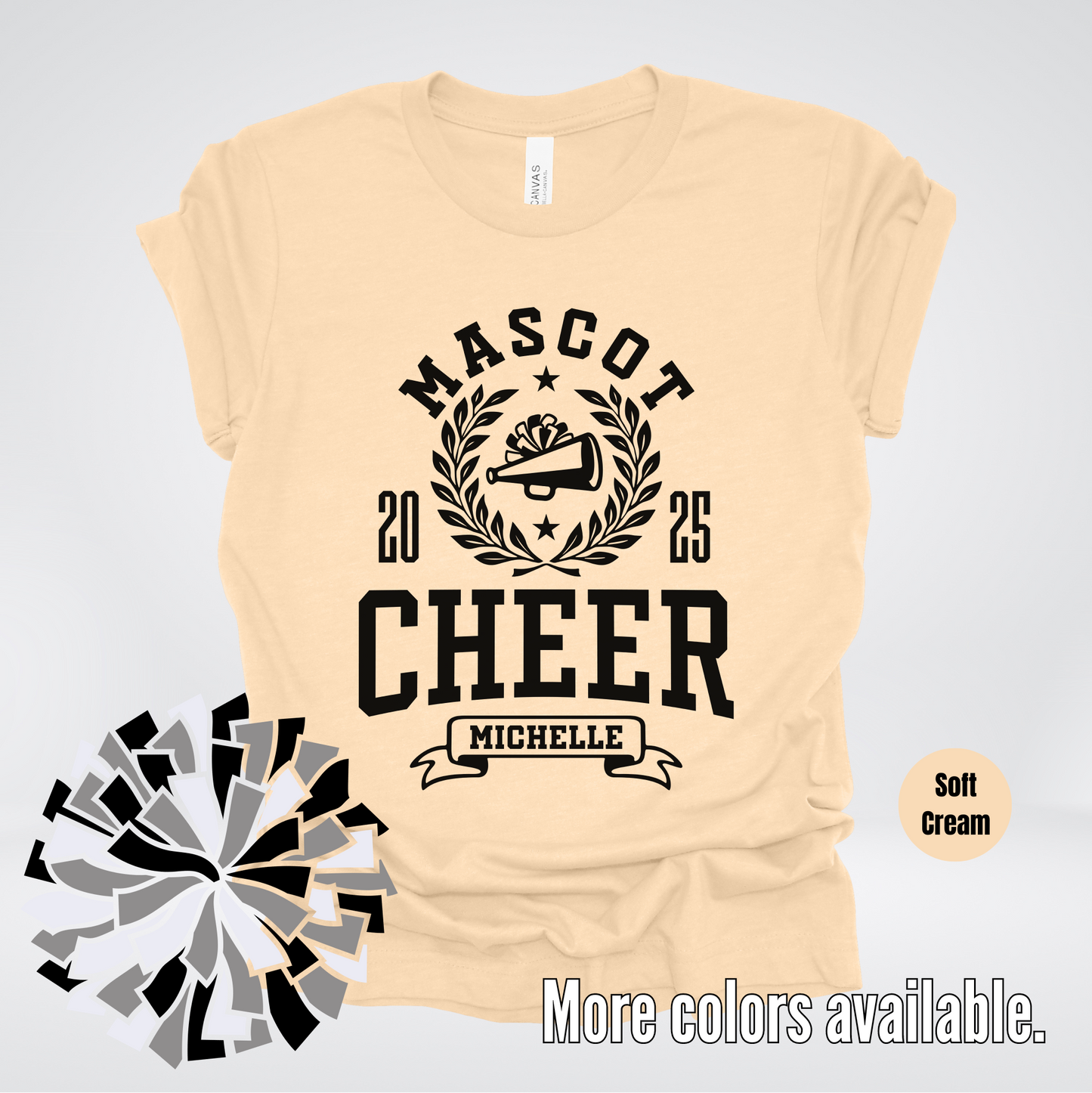 Custom Mascot, Year, & Name – Black - Cheer Design 07 T-Shirt