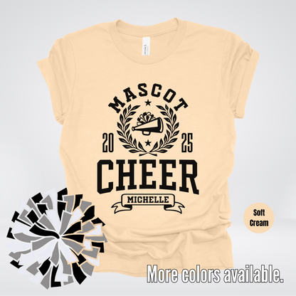 Custom Mascot, Year, & Name – Black - Cheer Design 07 T-Shirt