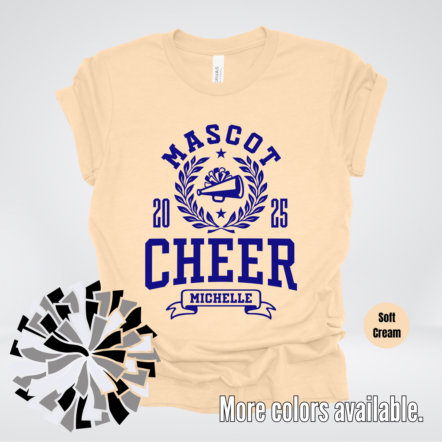 Custom Mascot, Year, & Name – Navy - Cheer Design 06 T-Shirt