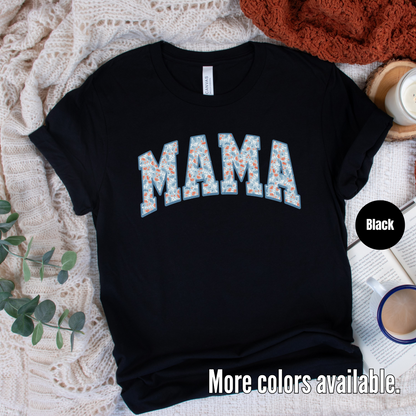 Baby Blue Floral Mama T-Shirt