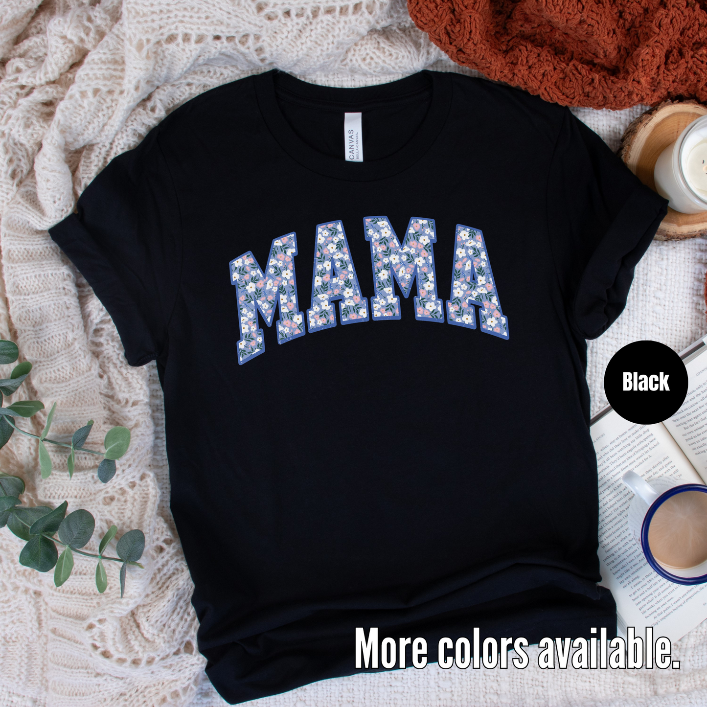 Blue Floral Mama T-Shirt