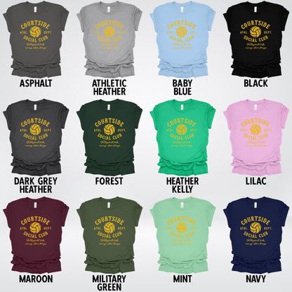 Courtside Social Club – Gold – Volleyball Design T-Shirt