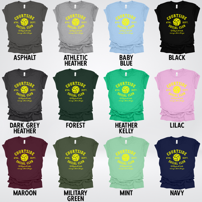 Courtside Social Club – Yellow – Volleyball Design T-Shirt