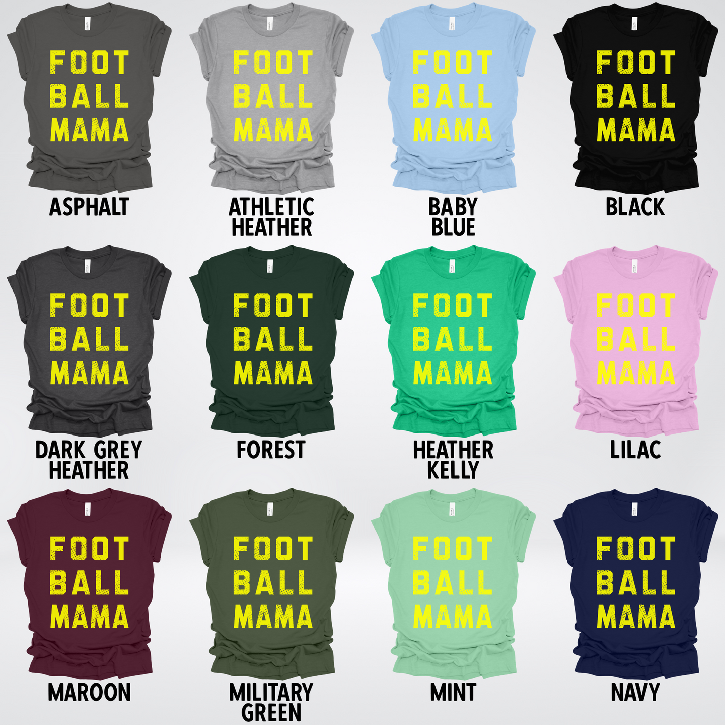 Football Mama Distressed - Yellow Design - T-Shirt