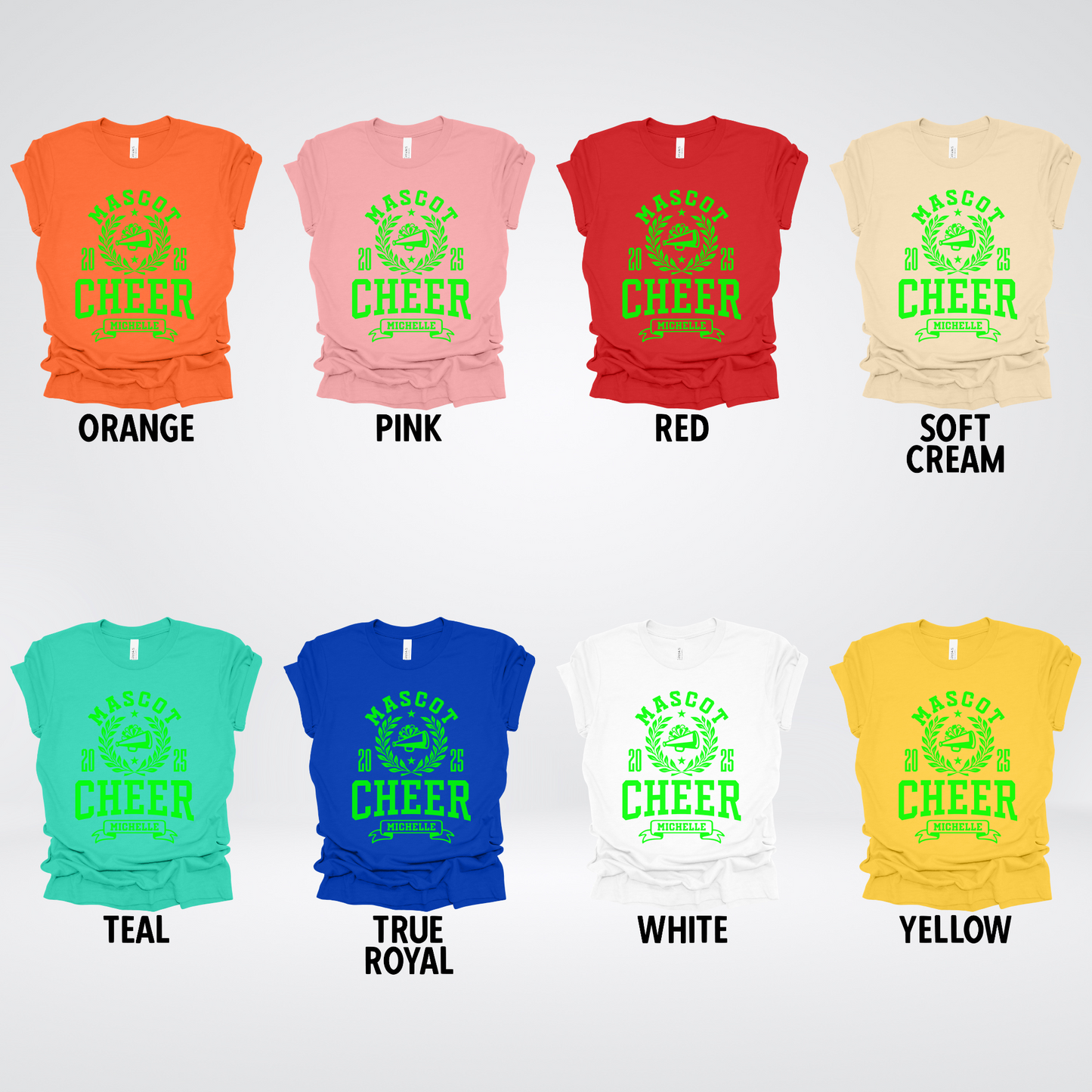 Custom Mascot, Year, & Name – Green - Cheer Design 09 T-Shirt