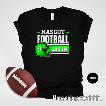 Custom Mascot, Number, & Name - Green - Football Design 24 T-Shirt