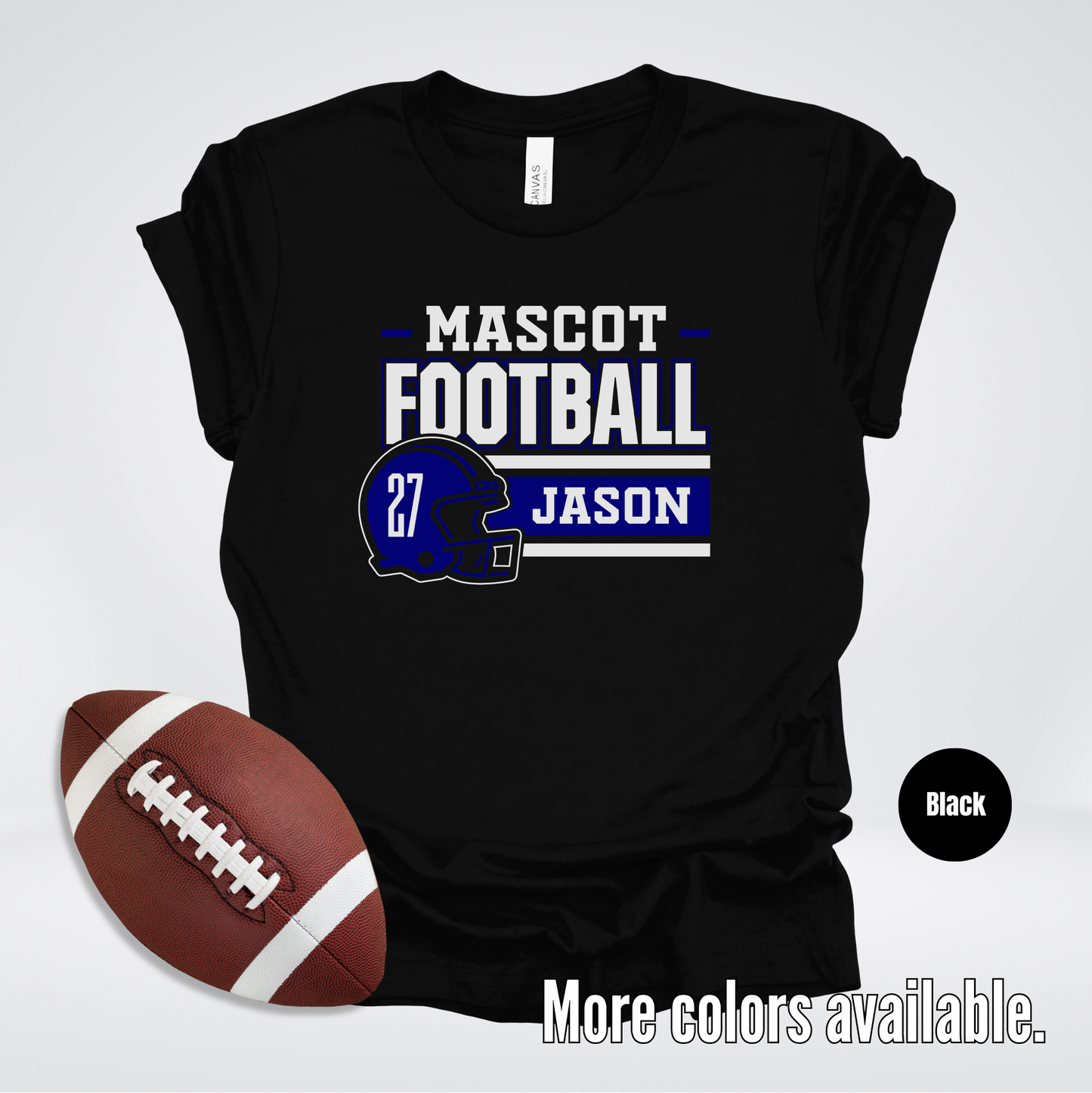 Custom Mascot, Number, & Name - Navy - Football Design 23 T-Shirt