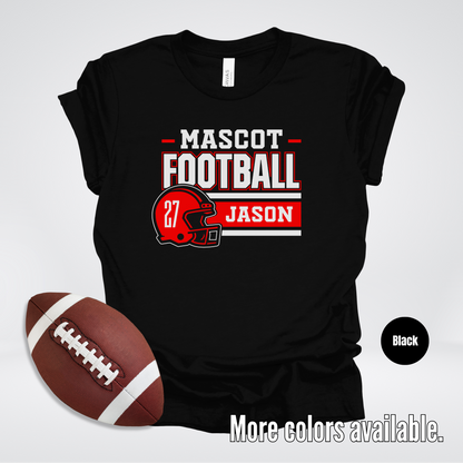 Custom Mascot, Number, & Name - Red - Football Design 20 T-Shirt