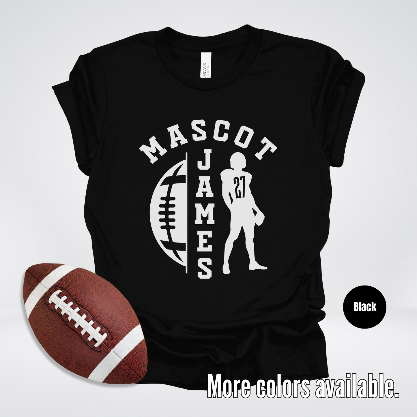 Custom Mascot, Number, & Name - White - Football Design 26 T-Shirt