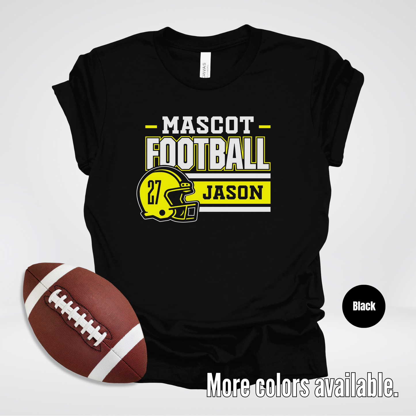 Custom Mascot, Number, & Name - Yellow - Football Design 21 T-Shirt