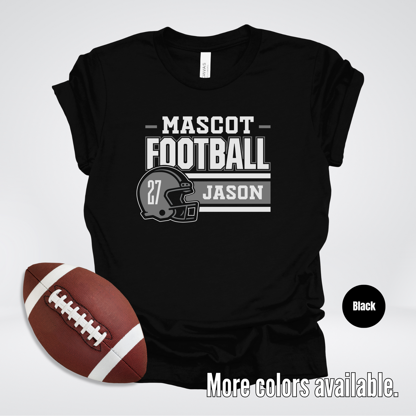 Custom Mascot, Number, & Name – Gray - Football Design 17 T-Shirt