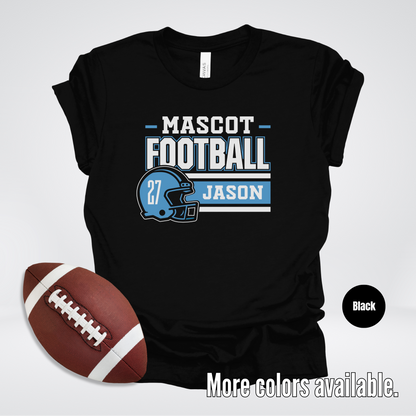 Custom Mascot, Number, & Name – Light Blue - Football Design 16 T-Shirt