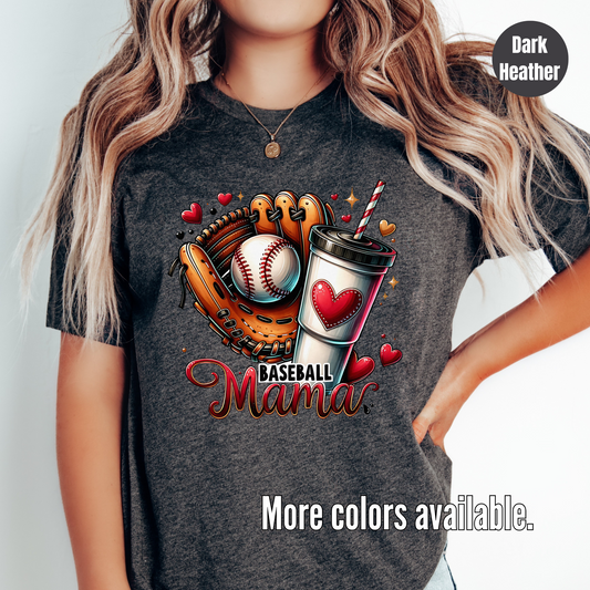 Baseball Mama Cup And Glove Softstyle T-Shirt