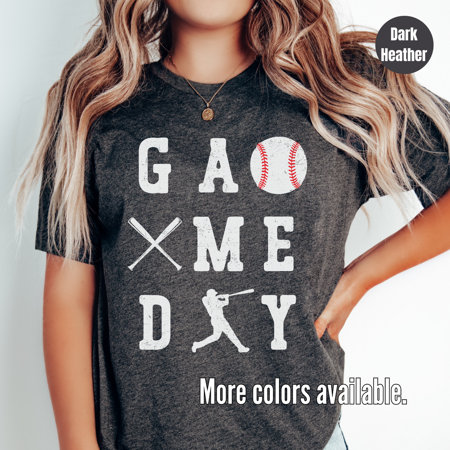 Game Day 3 x 3 White Lettering Distressed Softstyle T-Shirt