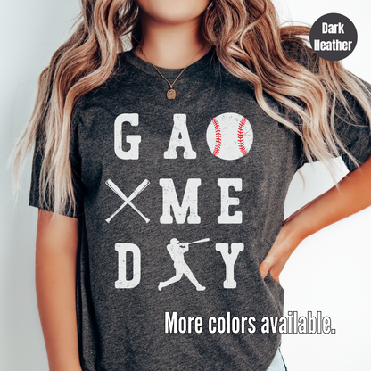 Game Day 3 x 3 White Lettering Distressed Softstyle T-Shirt