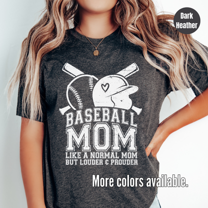 Baseball Mom Louder And Prouder Distressed White Softstyle T-Shirt