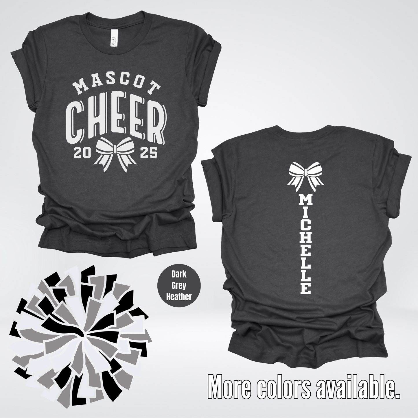 Custom Mascot, Year, & Name – White - Cheer Design 16 T-Shirt