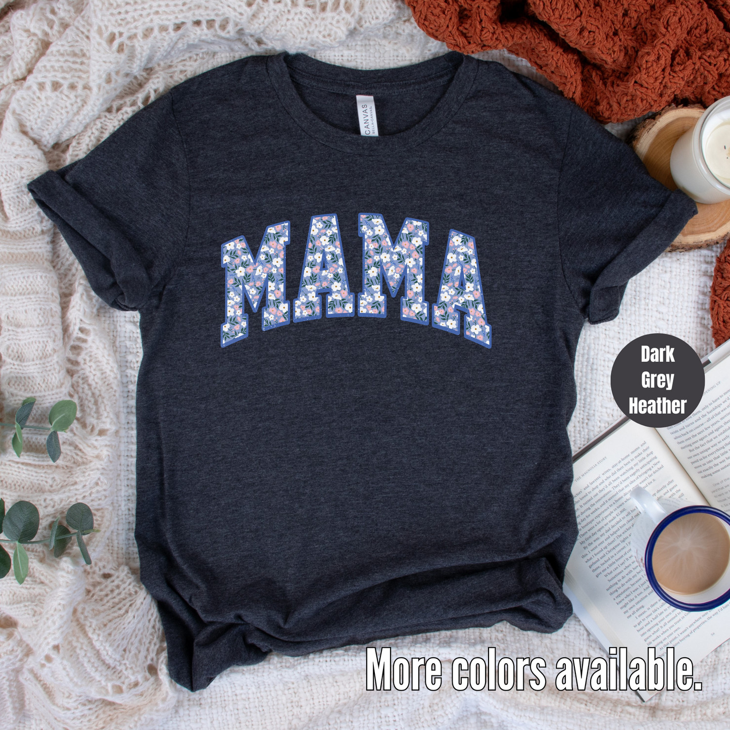 Blue Floral Mama T-Shirt