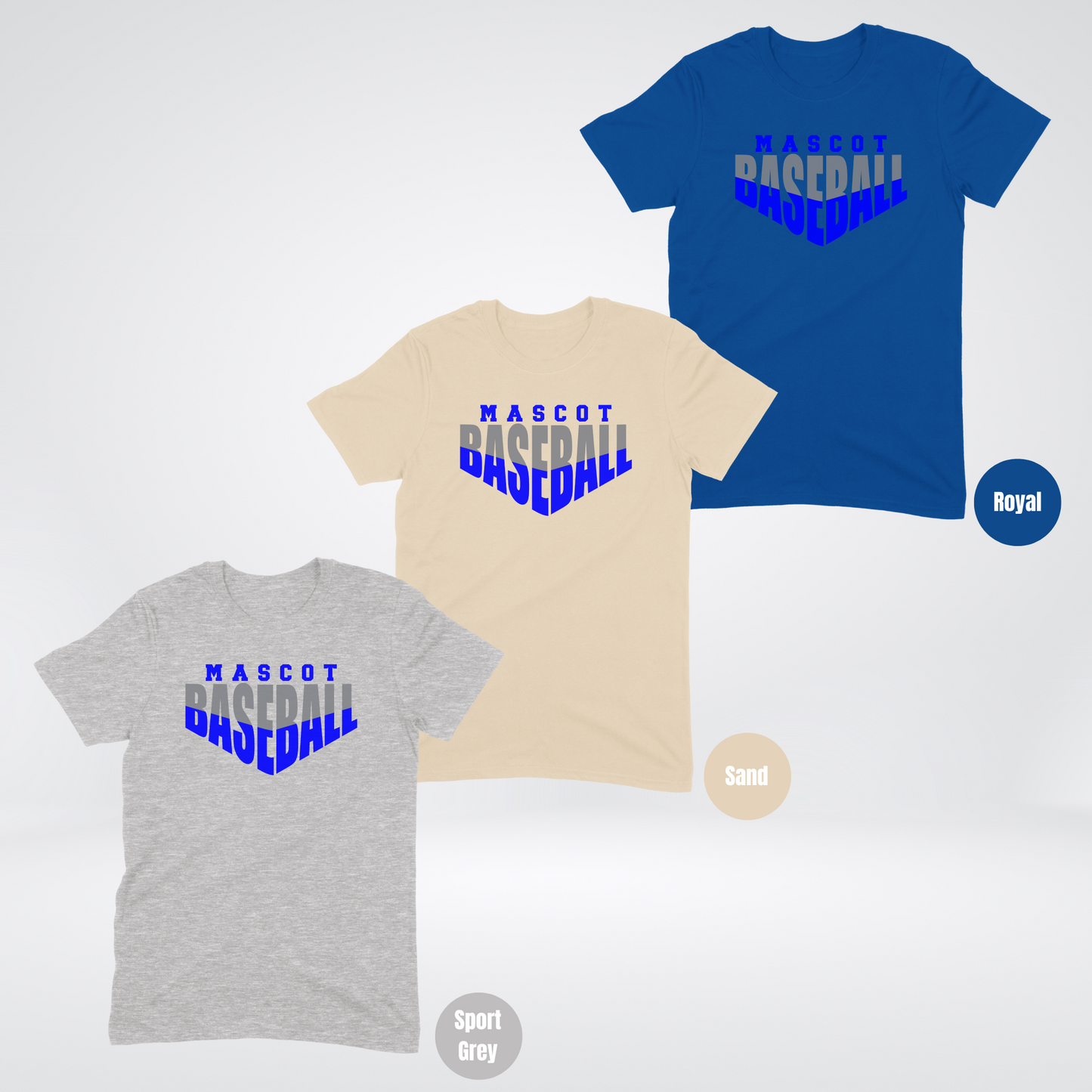 Custom Mascot  - Blue - Baseball Design 2 T-Shirt