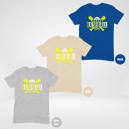 Custom Mascot & Year - Yellow - Baseball Design 4  T-Shirt