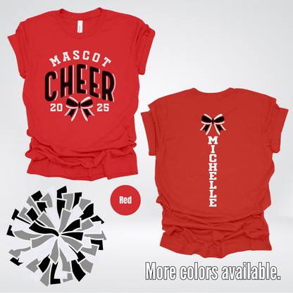 Custom Mascot, Year, & Name – Black And White - Cheer Design 17 T-Shirt