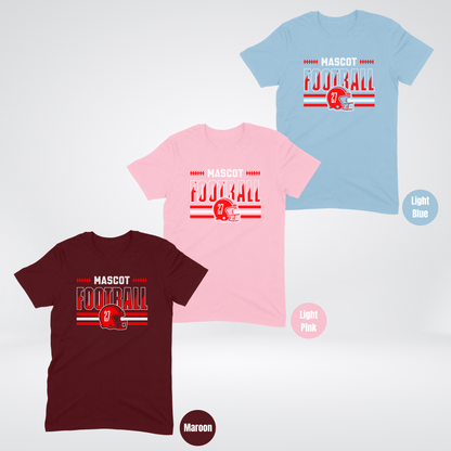 Custom Mascot & Number - Red - Football Design 2 T-Shirt