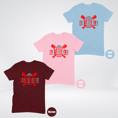 Custom Mascot & Year - Red - Baseball Design 3 T-Shirt