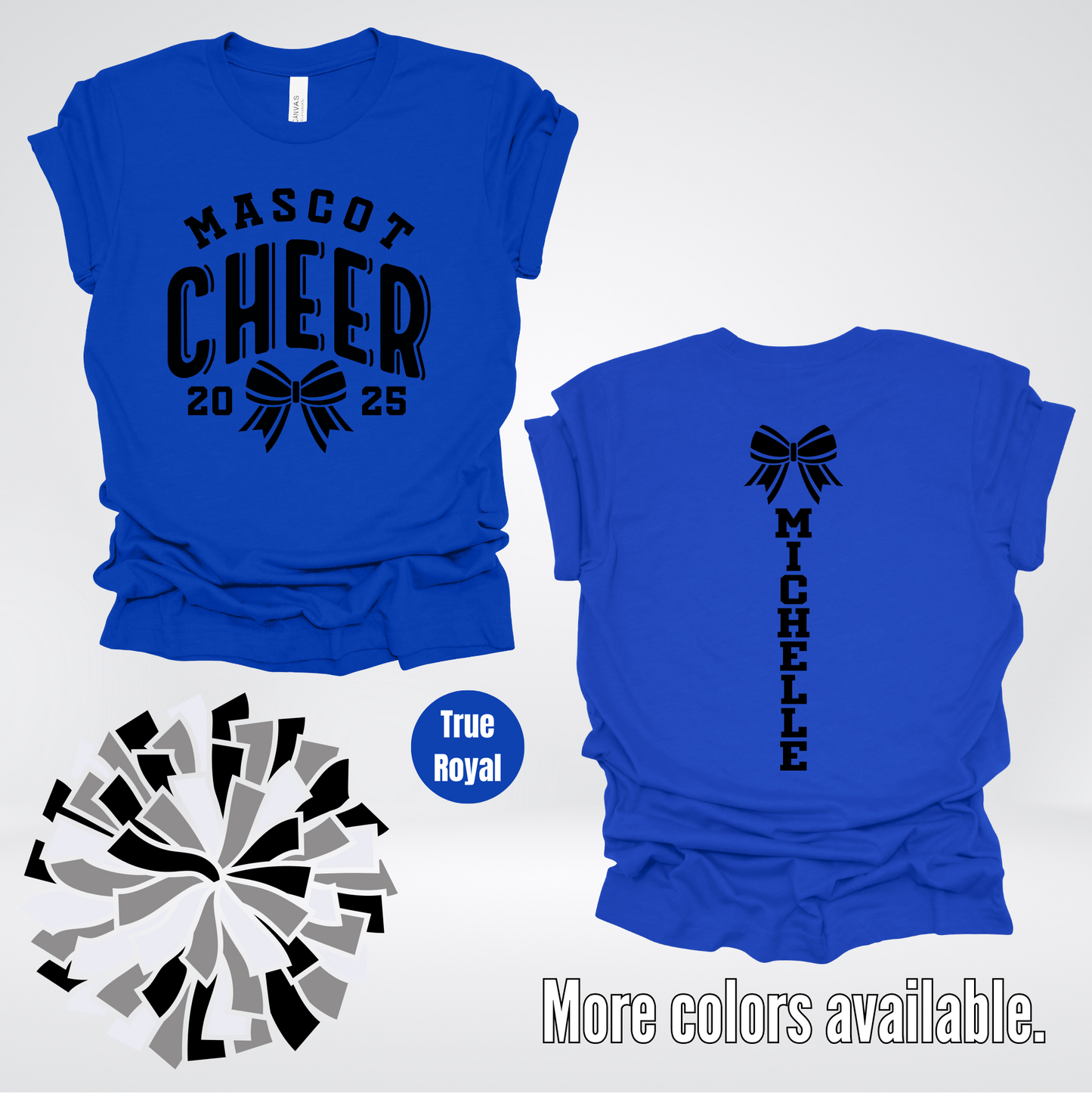 Custom Mascot, Year, & Name – Black - Cheer Design 18 T-Shirt