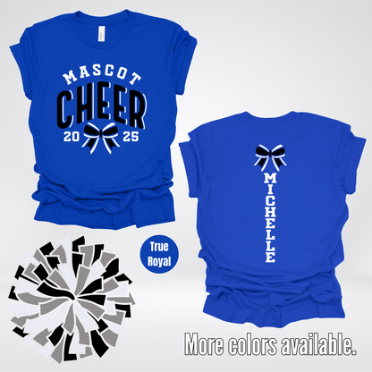 Custom Mascot, Year, & Name – Black And White - Cheer Design 17 T-Shirt