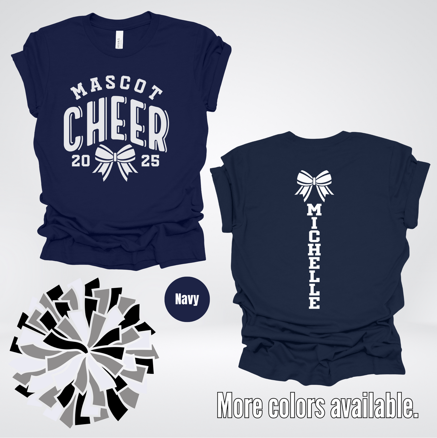 Custom Mascot, Year, & Name – White - Cheer Design 16 T-Shirt