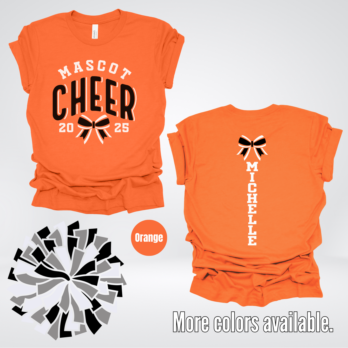 Custom Mascot, Year, & Name – Black And White - Cheer Design 17 T-Shirt