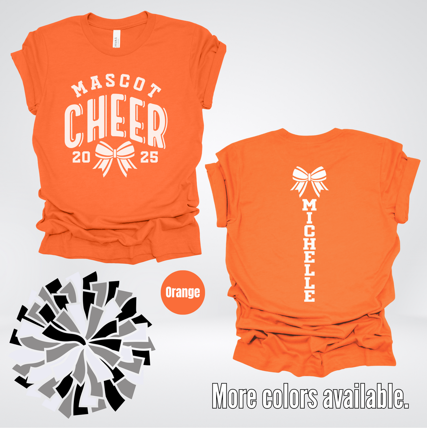 Custom Mascot, Year, & Name – White - Cheer Design 16 T-Shirt