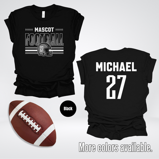 Custom Mascot, Number, & Name – Gray - Football Design 15  T-Shirt