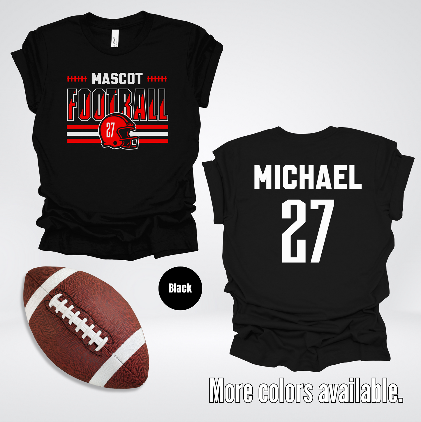 Custom Mascot, Number, & Name – Red - Football Design 13 T-Shirt