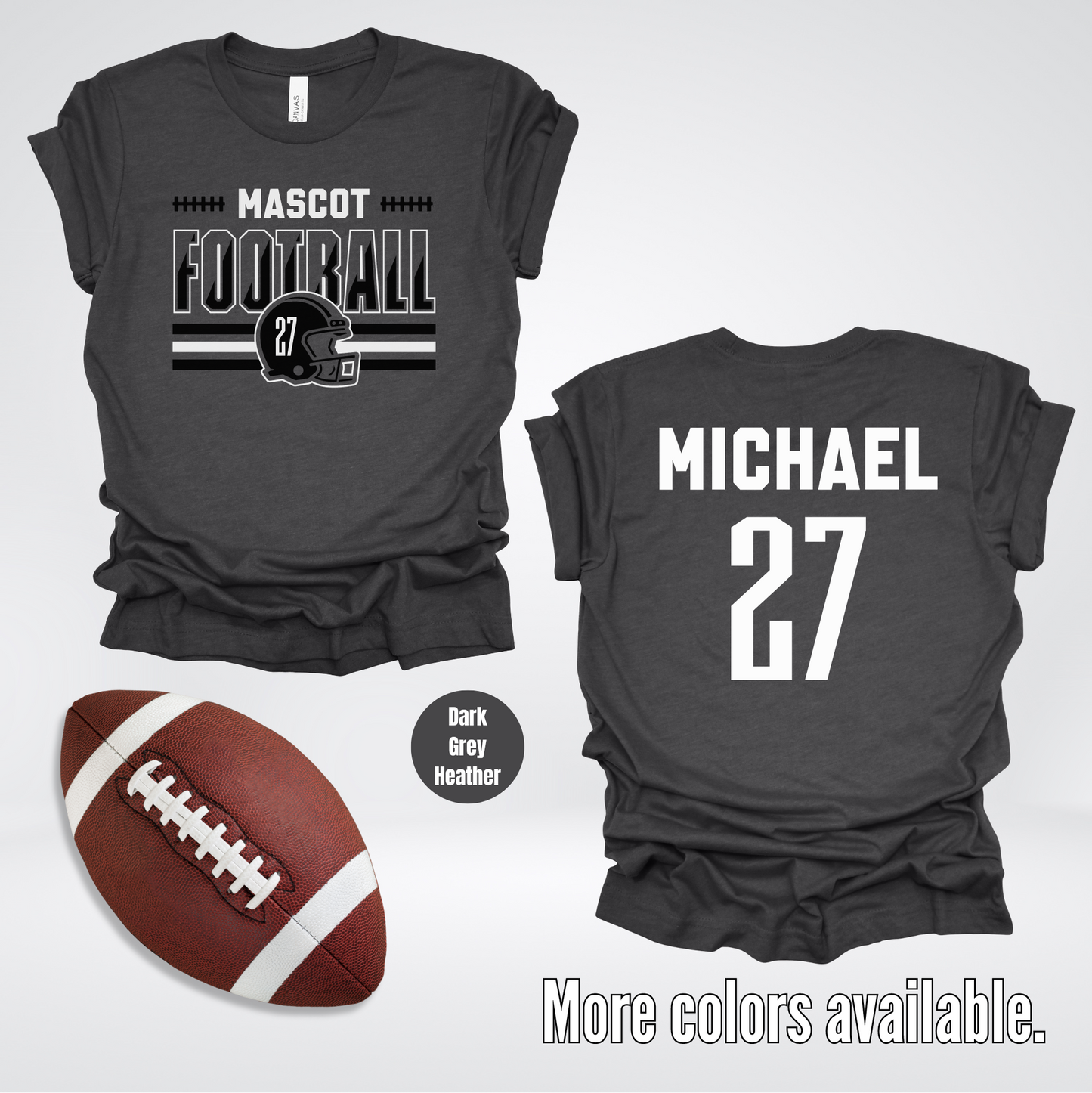 Custom Mascot, Number, & Name – Black - Football Design 14 T-Shirt